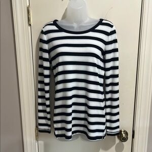 Talbots Navy and White Striped Women's Top